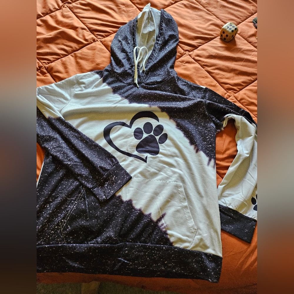 Black and White Paw Print Hoodie